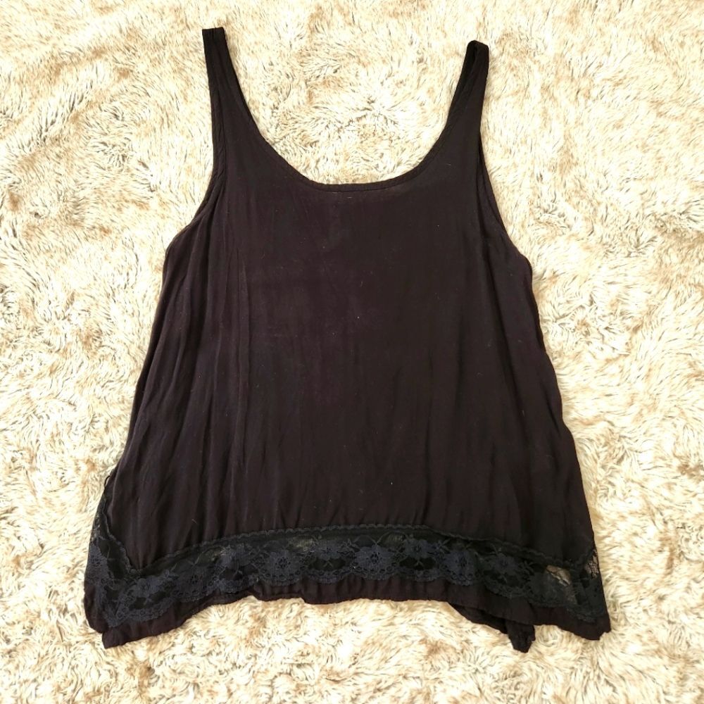 Mudd Lace Trim‎ Oversized Tank Top Black Size Medium